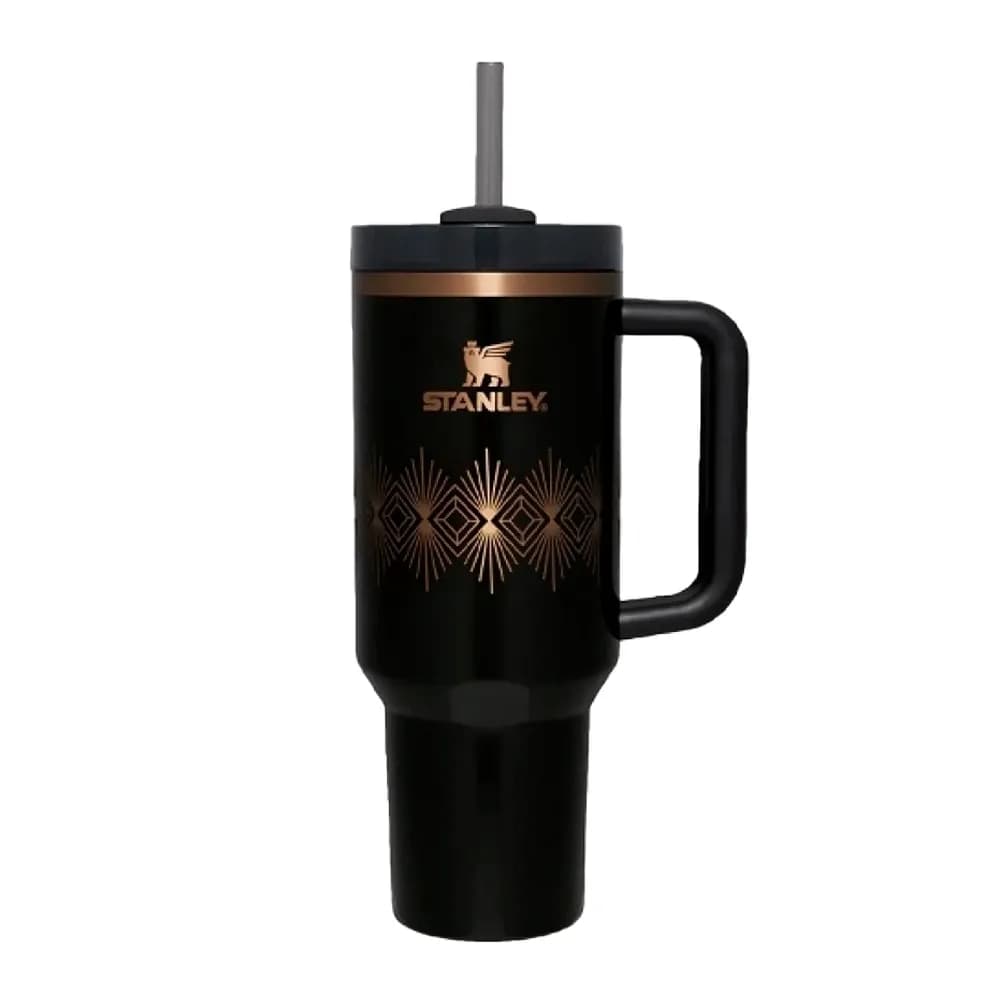 Vaso Stanley Quencher H2.0 Flowstate Black Gold 40oz Original